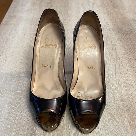 *Signed* Louboutin Very Prive 120MM Tortoise Patent - 37 - Picture 3 of 9